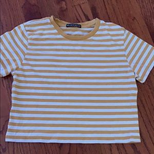 white & yellow striped brandy melville tee shirt